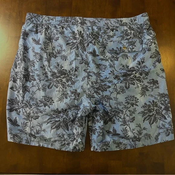Peter Millar Collection Men's Blue Drawstring Blue Floral‎ Swim Shorts Size L - Picture 2 of 12